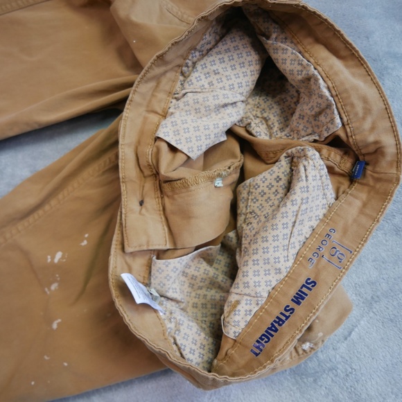 George Painters Pants Mens 30x31 Cognac Chino Trailblazer Brown Slim Straight - Picture 5 of 12